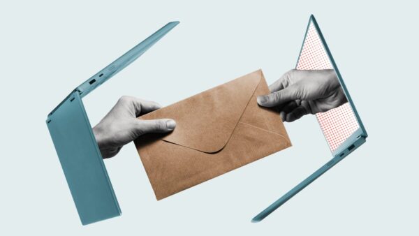 Art collage of a private online correspondence between people