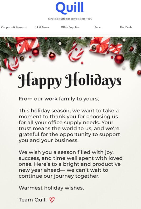 Happy holidays email