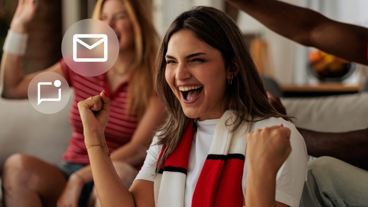 Female sports fan celebrating