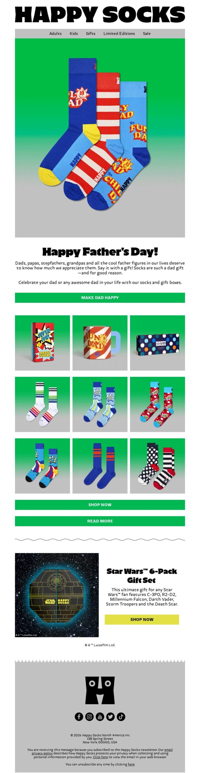 Happy Socks, Father’s Day email campaign. 