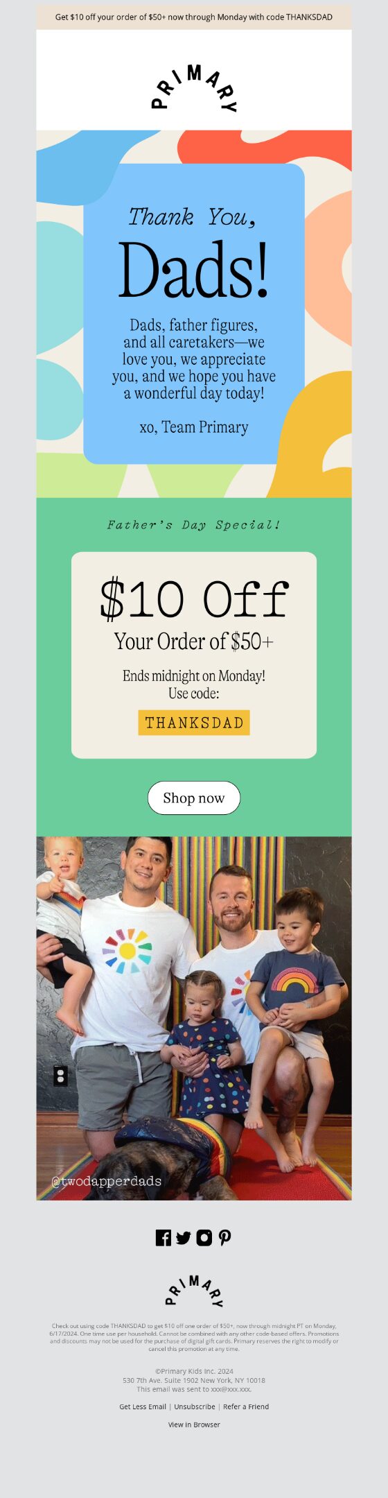 Primary, Father’s Day email campaign
