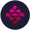 Circle shaped icon with smaller pink circles connected together to form a diamond shape