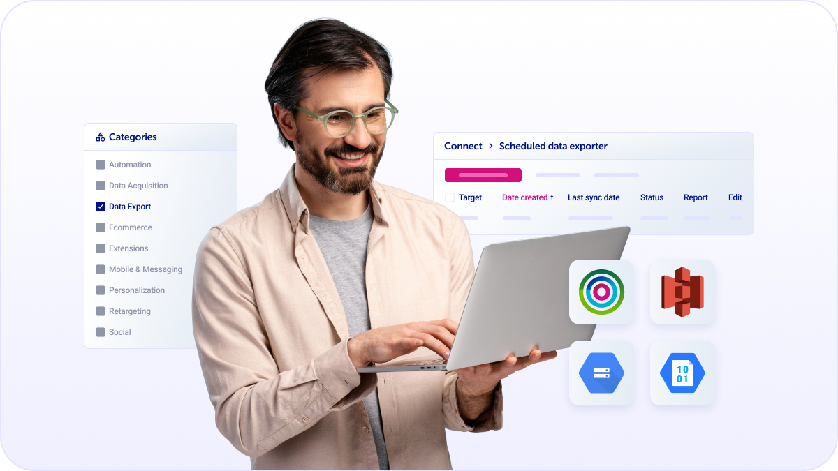 Man happy working because the Dotdigital firehose makes data export simple