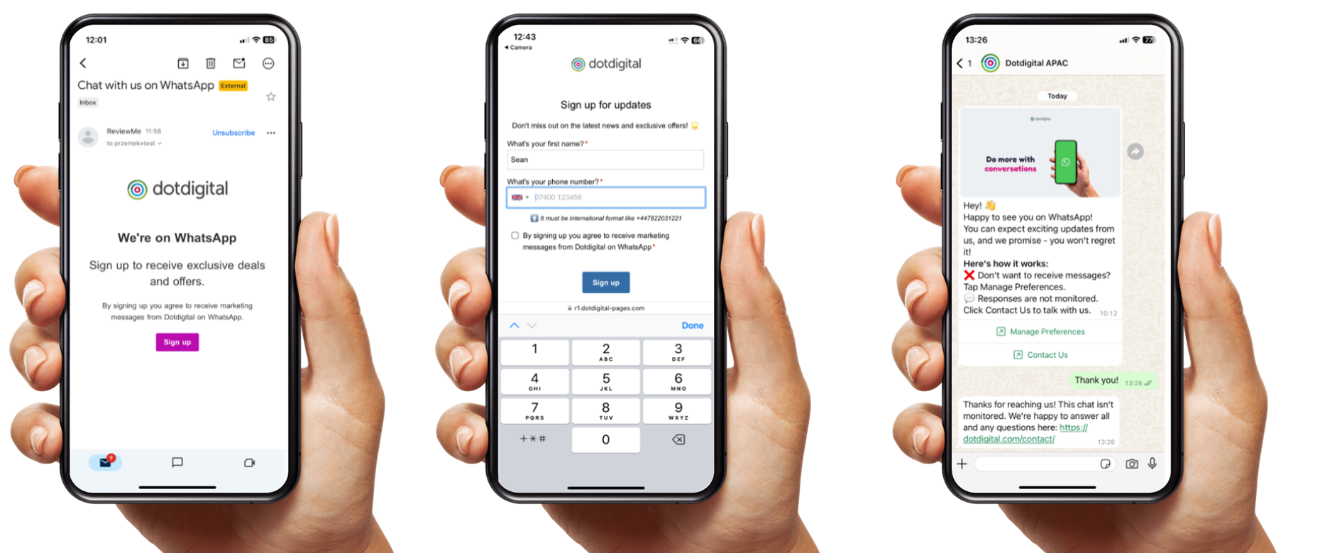 Email to WhatsApp journey warm-up plan