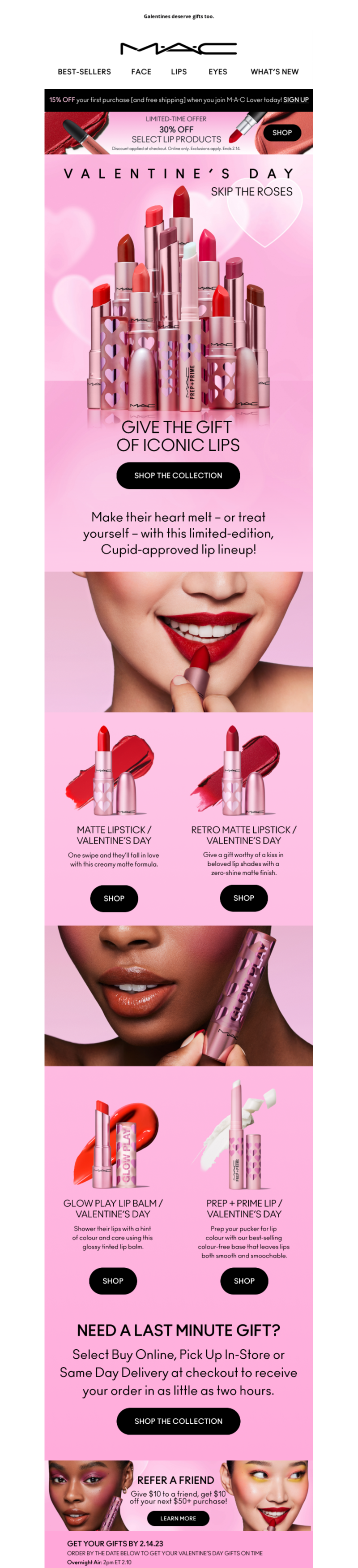 MAC Cosmetics, Valentine's Day email campaign