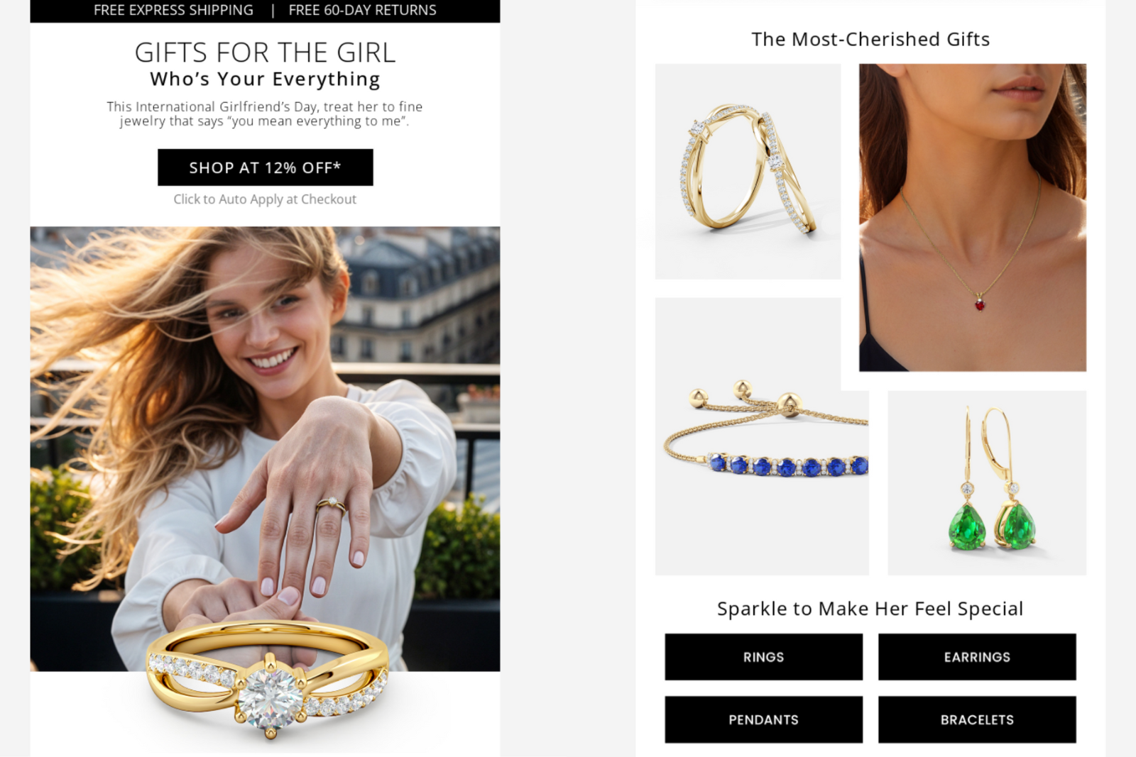 Angara, National Girlfriends Day email marketing campaign.