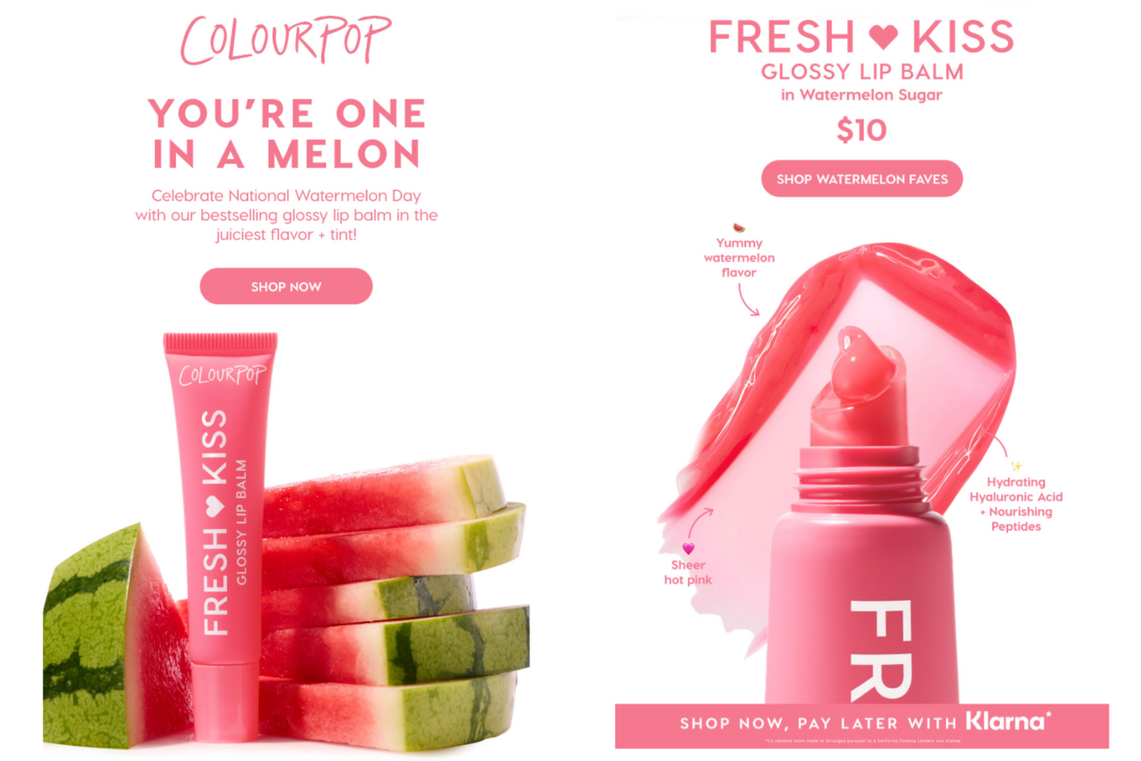 Colourpop, Watermelon Day email marketing campaign. 