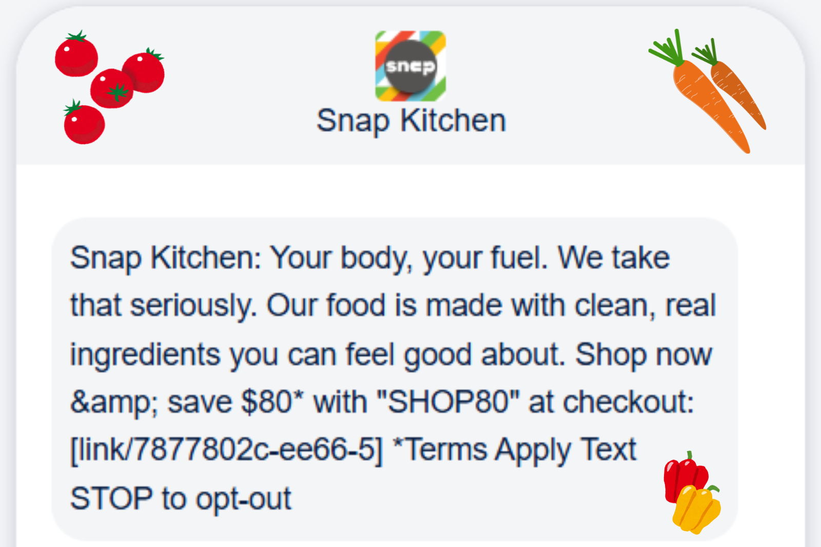 Snap kitchens world food day SMS campaign.