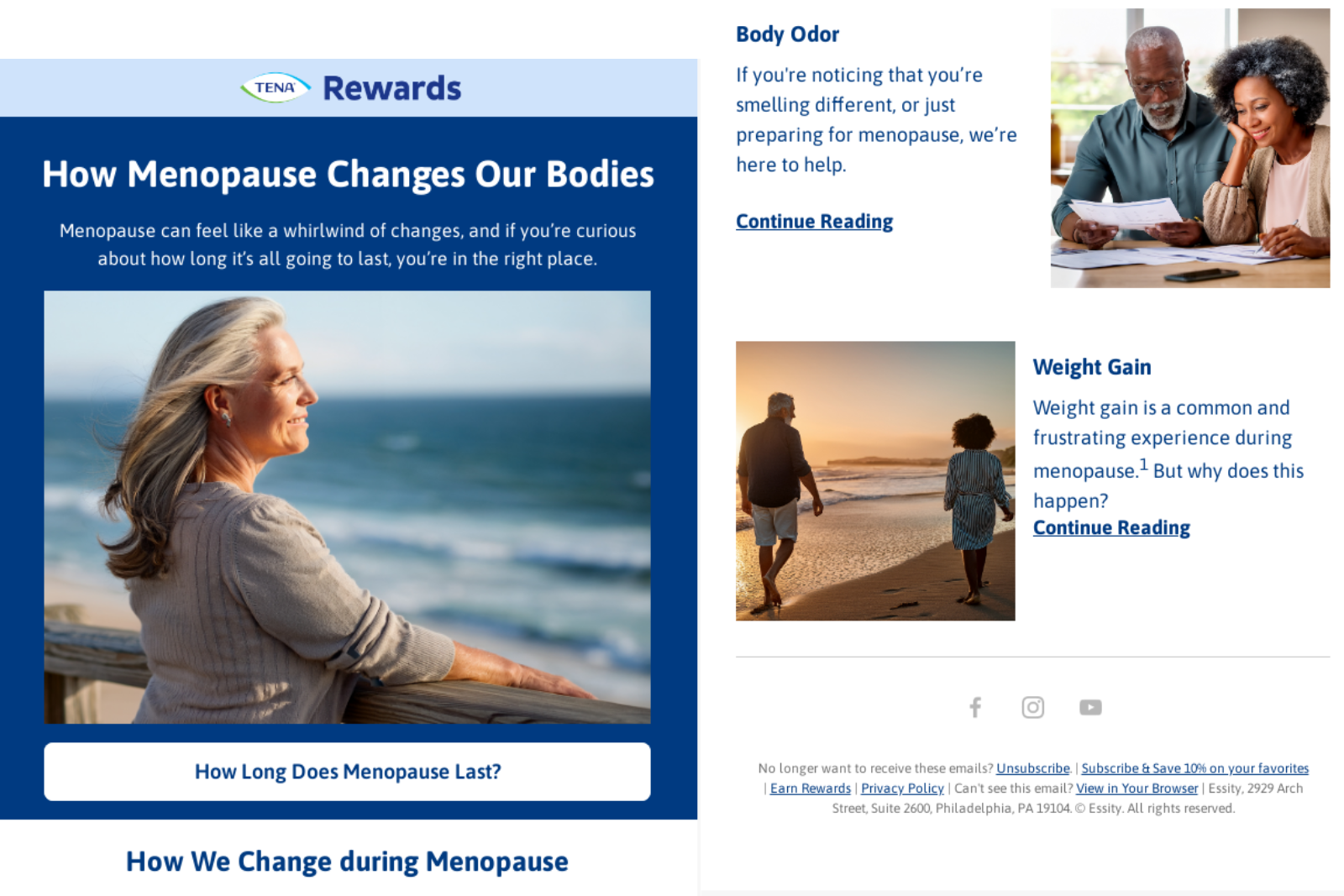Tena world menopause day email marketing campaign.