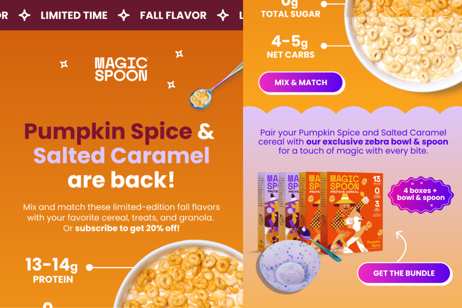 Magic spoon’s pumpkin day email marketing campaign.