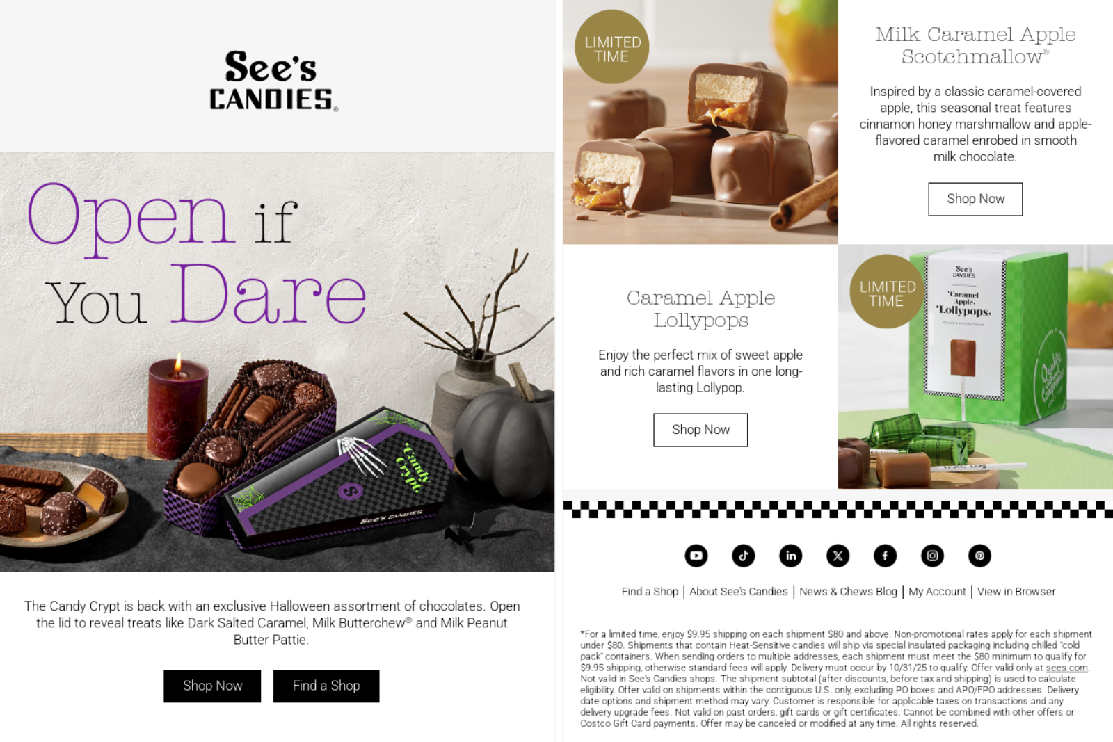 See’s Candies Halloween email marketing campaign.
