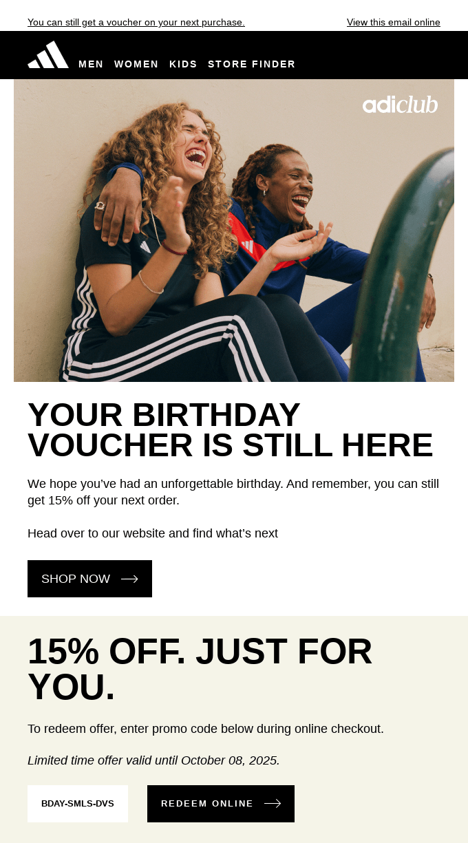 email campaign example by Adidas