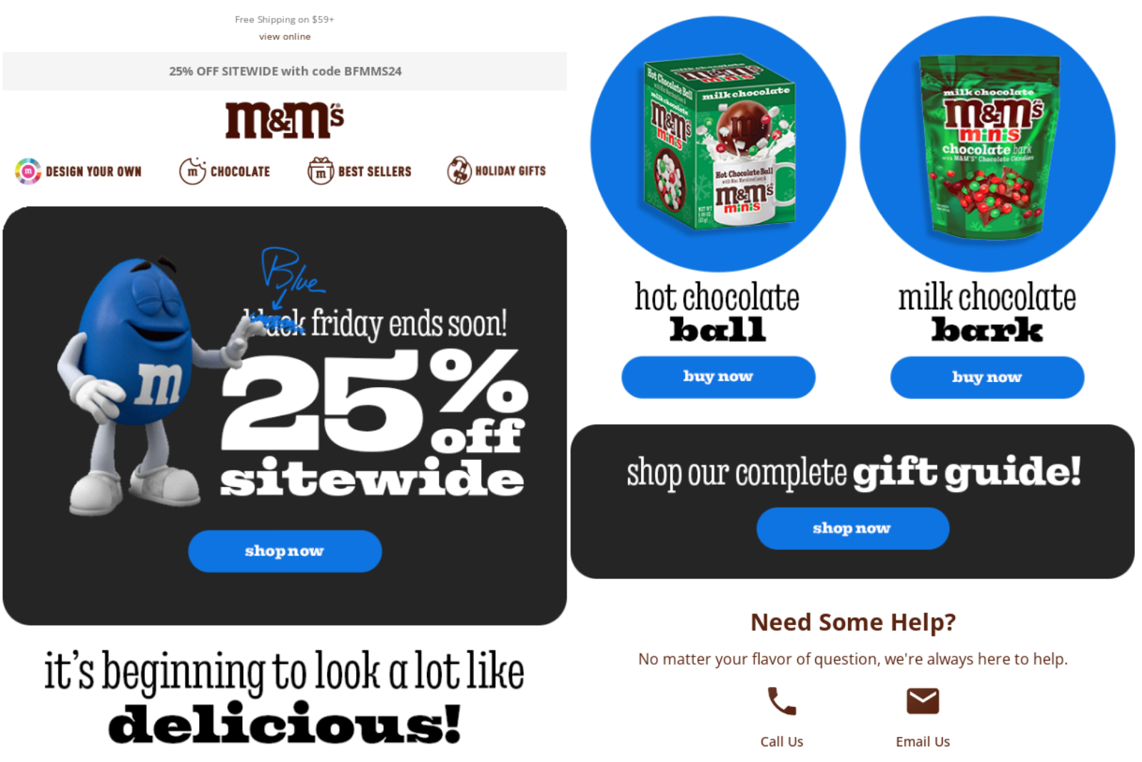 M&M’s black Friday email marketing campaign.  