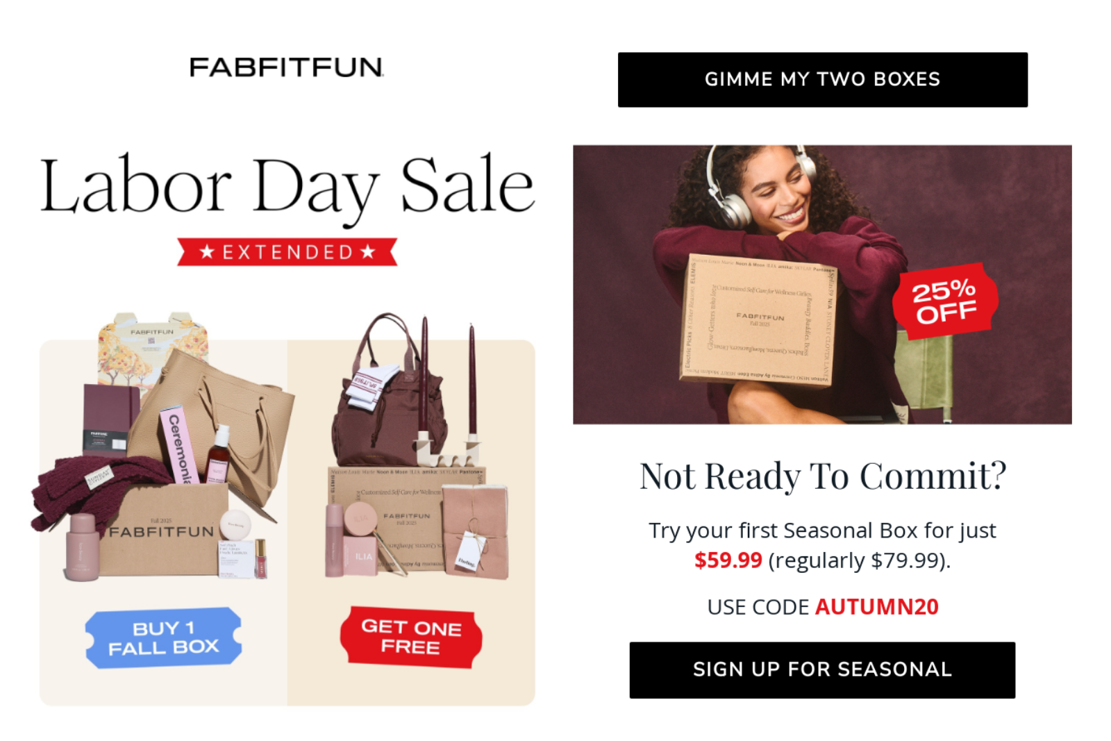 Labor day email marketing campaign by FABFITFUN
